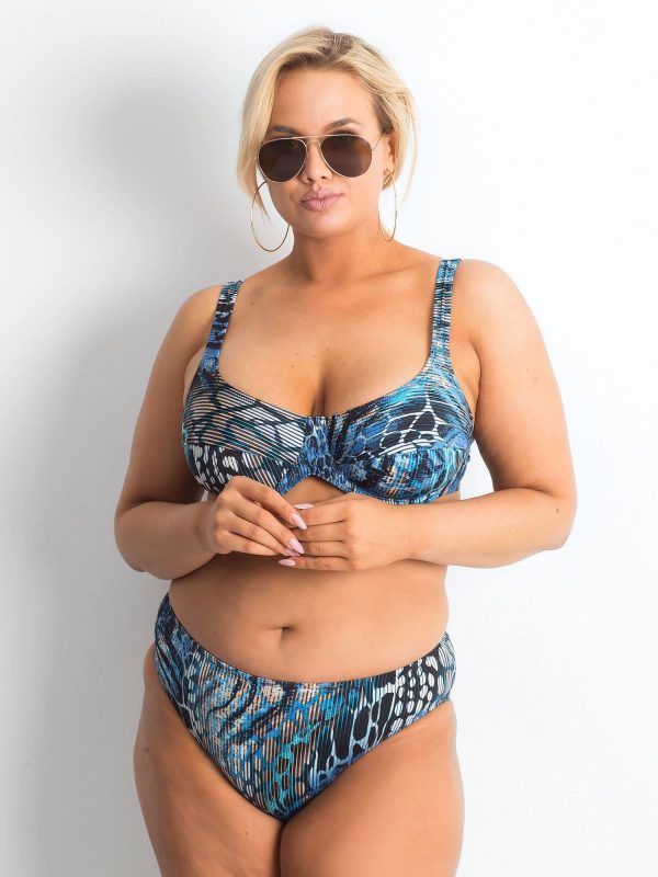 Black and Blue Plus Size Swimsuit Arrow