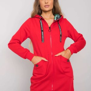 Red sweatshirt for women with pockets Frieda