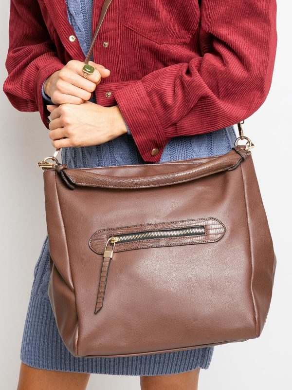 Dark brown eco-leather city bag