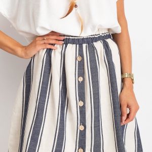 RUE PARIS Navy blue ecru skirt Fast