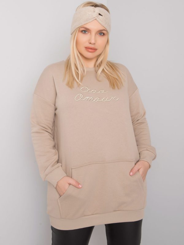 Beige long sweatshirt plus size Easton