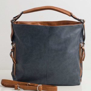 Navy blue eco leather city bag