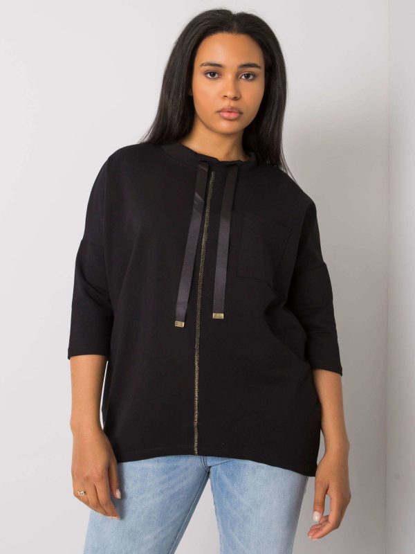 Black Sabria Plus Size Cotton Blouse