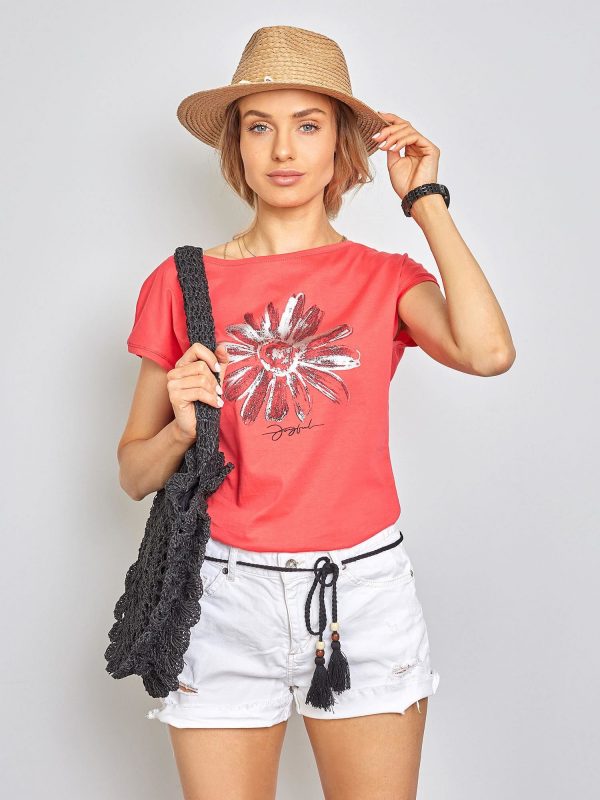 Coral T-shirt Floral