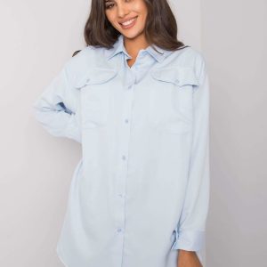 Cathy's light blue oversized shirt