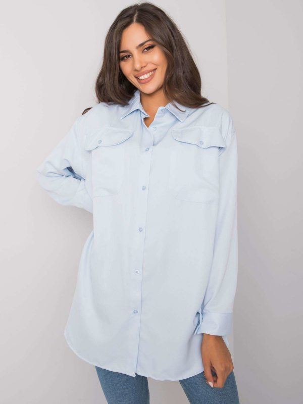 Cathy's light blue oversized shirt