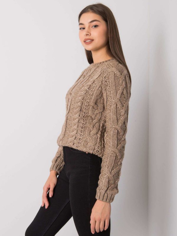 Dark beige sweater with braids Milford RUE PARIS