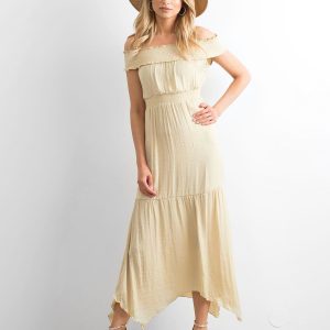 BY O LA LA Beige asymmetrical dress