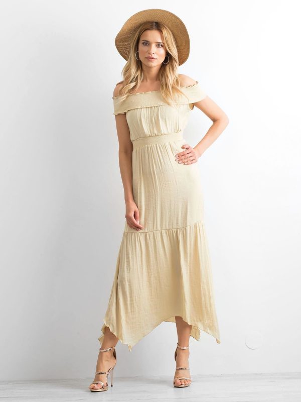 BY O LA LA Beige asymmetrical dress