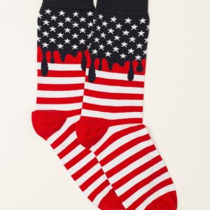 White and red striped men's socks