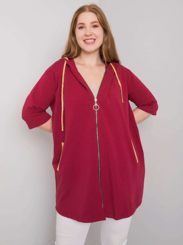 Burgundy plus size zippered sweatshirt Lounes