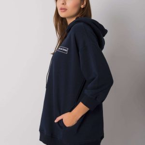 Navy blue sweatshirt with pockets Leora