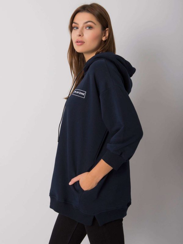 Navy blue sweatshirt with pockets Leora