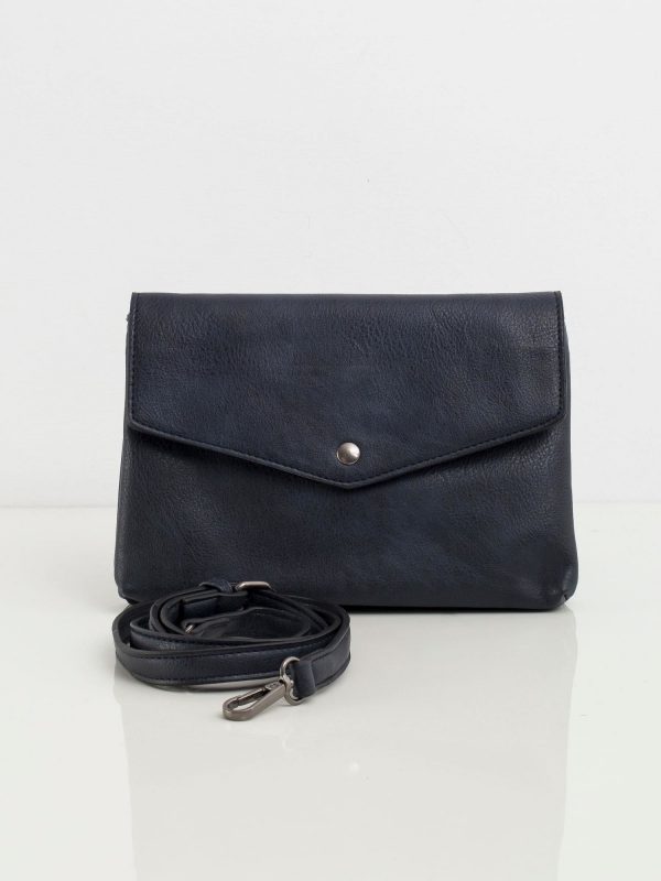 Navy blue eco-leather handbag with flip