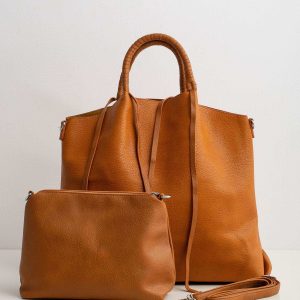 Camel large bag made of eco leather