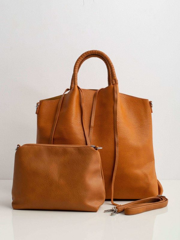 Camel large bag made of eco leather