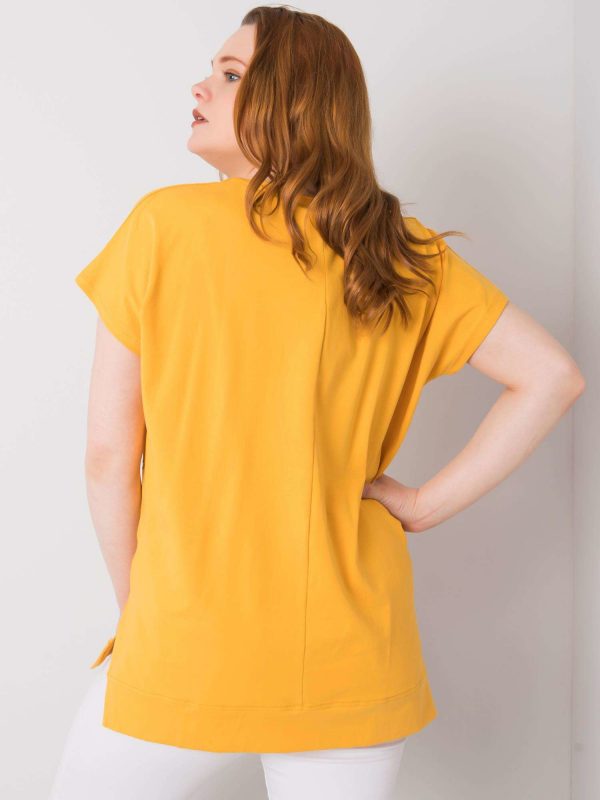 Dark Yellow Plus Size Blouse in Claribel Cotton