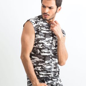 Grey T-shirt for men with camo print