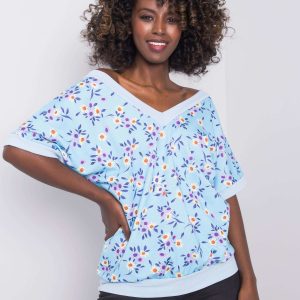 Blue blouse with flowers Leni