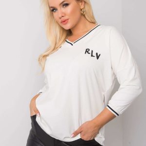 Ecru plus size blouse with Lorette V-neck