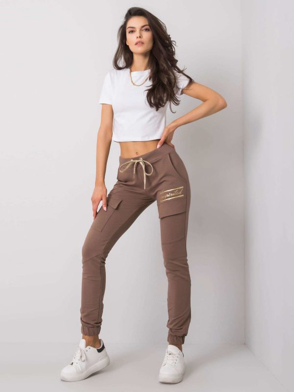 Dark beige sweatpants with Althea pockets