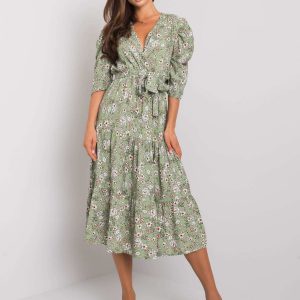 Green patterned dress with tie Kambree RUE PARIS