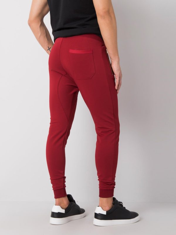 Burgundy men's sweatpants with print Shane