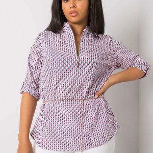 White and pink plus size blouse with Benecia patterns