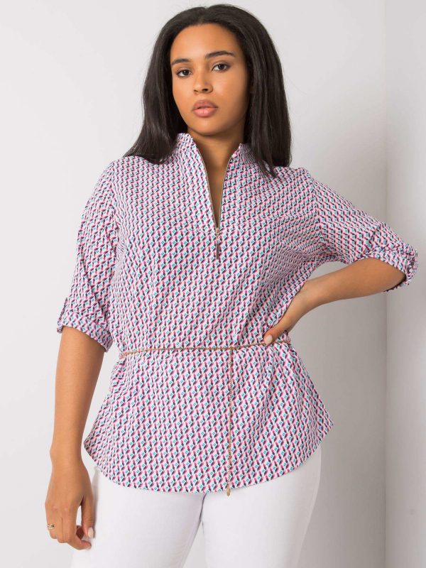 White and pink plus size blouse with Benecia patterns