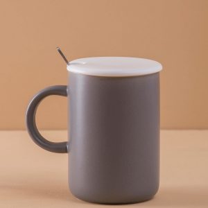 Grey Ceramic Mug With Lid