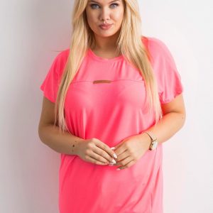 Fluo pink tunic with neckline on the back