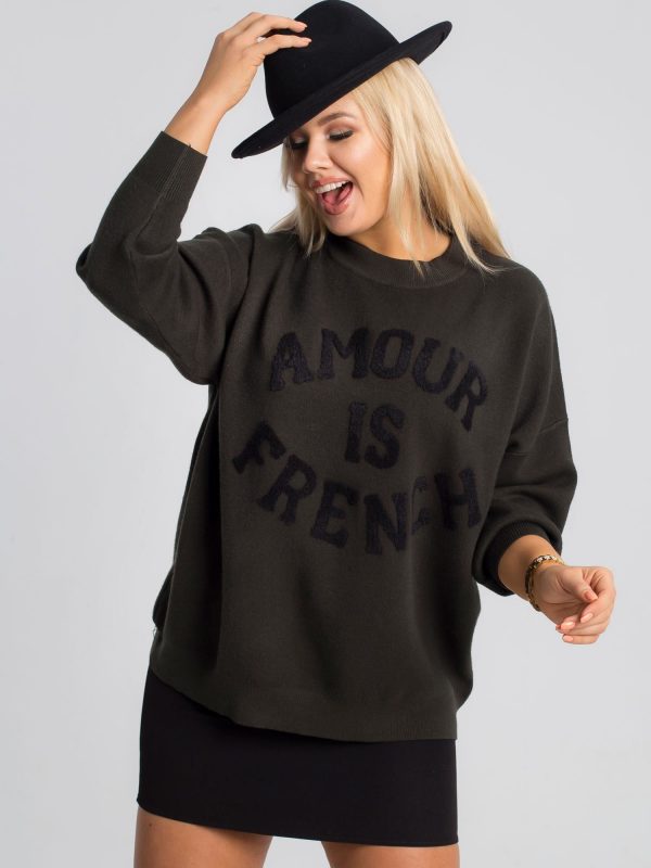 Dark green plus size sweater Amour