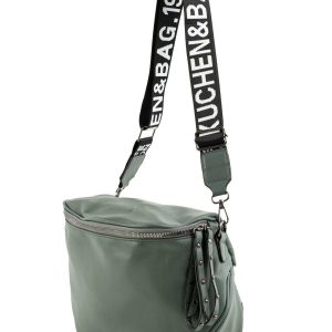 Green and grey eco-leather handbag