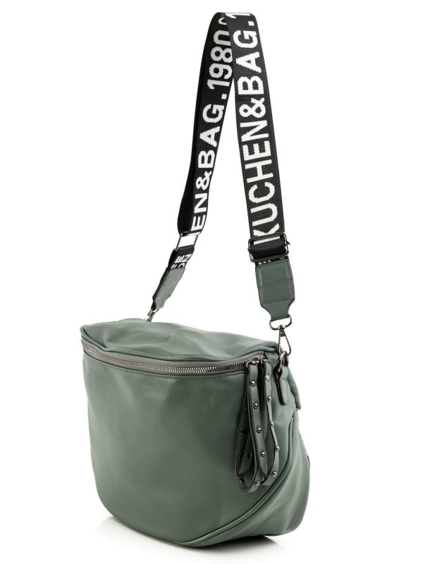 Green and grey eco-leather handbag