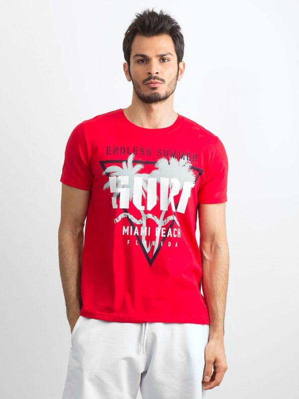 Red Cotton Printed Men's T-Shirt