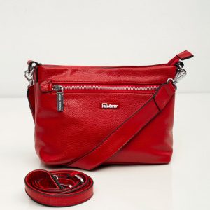 Red handbag with detachable strap