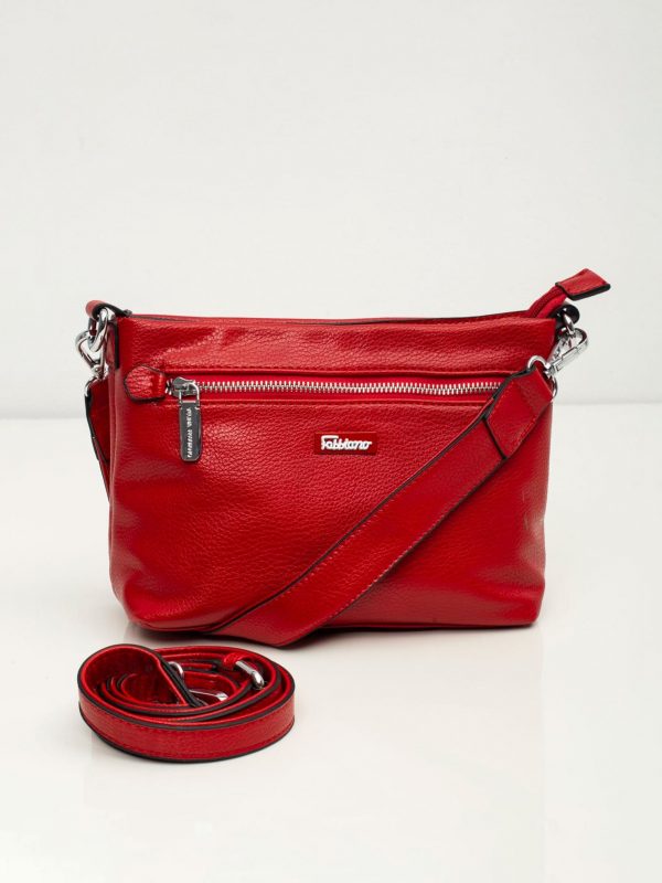 Red handbag with detachable strap