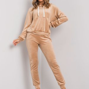 Dark beige velour set with Cholai pants