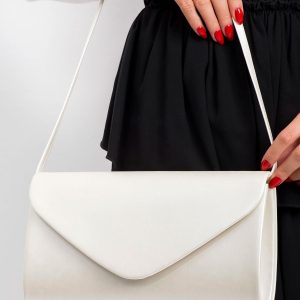 Ecru pearl eco-leather clutch