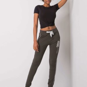 Dark khaki sweatpants with Abia Appliques