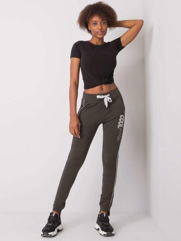 Dark khaki sweatpants with Abia Appliques