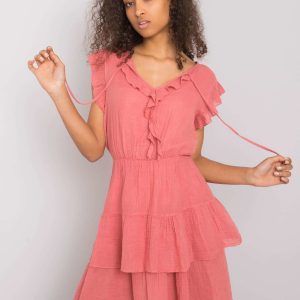 Pink dress with ruffles Melbina OCH BELLA