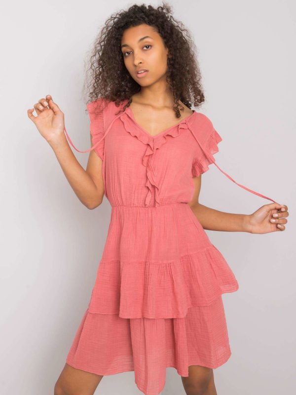 Pink dress with ruffles Melbina OCH BELLA