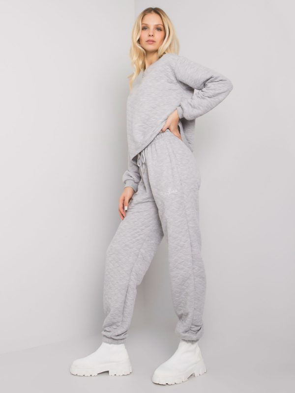 Grey melange sweatpants with quilting Naomi RUE PARIS