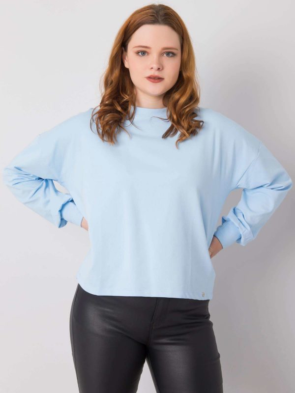 Light Blue Plus Size Long Sleeve Sweatshirt Florentia