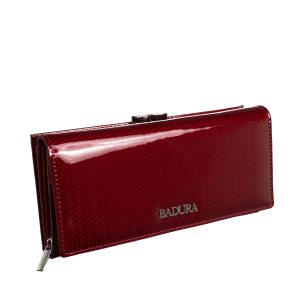 Red oblong leather wallet BADURA