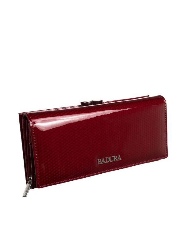 Red oblong leather wallet BADURA