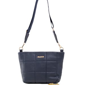 Navy blue quilted bag with chain