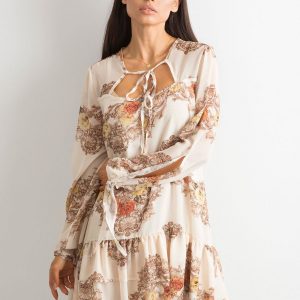 BY O LA LA Light beige dress with flounce