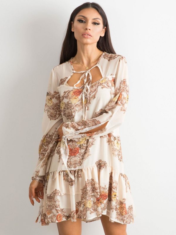 BY O LA LA Light beige dress with flounce